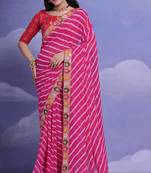 Rani Pink Multi Dhaga Coding Sequin Georgette Saree with Blouse