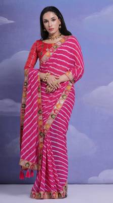 Rani Pink Multi Dhaga Coding Sequin Georgette Saree with Blouse 3