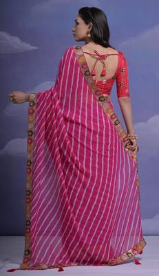 Rani Pink Multi Dhaga Coding Sequin Georgette Saree with Blouse 5