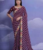 Wine Multi Dhaga Coding Sequin Georgette Saree with Blouse