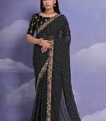 Black Multi Dhaga Coding Sequin Georgette Saree with Blouse