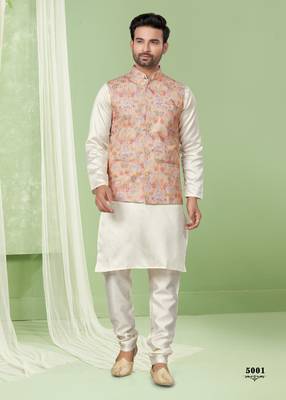 wedding vol 5 silk modi jacket kurta pajama for men 1