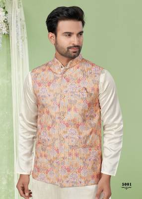 wedding vol 5 silk modi jacket kurta pajama for men 2