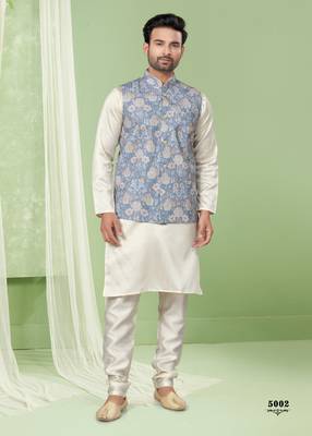 wedding vol 5 silk modi jacket kurta pajama for men 1