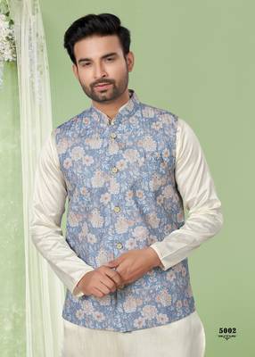 wedding vol 5 silk modi jacket kurta pajama for men 2