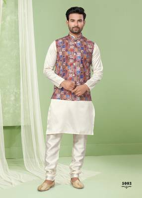 wedding vol 5 silk modi jacket kurta pajama for men 1