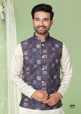 wedding vol 5 silk modi jacket kurta pajama for men 2