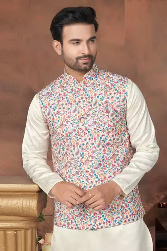Outluk wedding collection vol 6 silk modi jacket kurta pajama for men