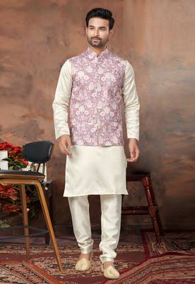wedding collection vol 6 silk modi jacket kurta pajama for men 1
