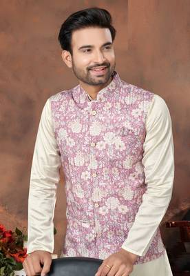wedding collection vol 6 silk modi jacket kurta pajama for men 2