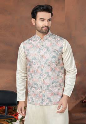Outluk wedding collection vol 6 silk modi jacket kurta pajama for men 2