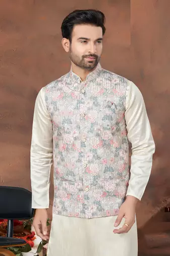 Outluk wedding collection vol 6 silk modi jacket kurta pajama for men