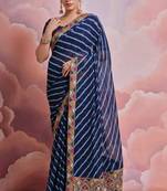 Blue Multi Dhaga Coding Sequin Georgette Saree with Blouse