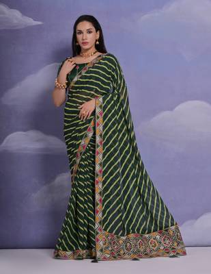 Green Multi Dhaga Coding Sequin Georgette Saree with Blouse 1