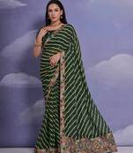 Green Multi Dhaga Coding Sequin Georgette Saree with Blouse