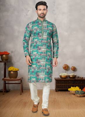 Outluk wedding lucknowi vol 8 cotton pintex lucknowi kurta pajama for men 1