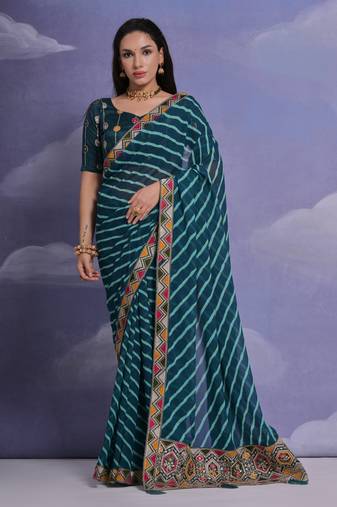 Morpich Multi Dhaga Coding Sequin Georgette Saree with Blouse
