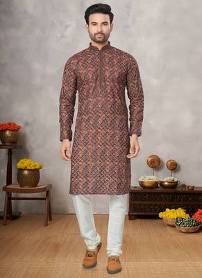 Outluk wedding lucknowi vol 8 cotton pintex lucknowi kurta pajama for men 1