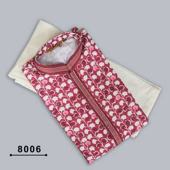 Outluk wedding lucknowi vol 8 cotton pintex lucknowi kurta pajama for men 2