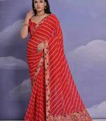 Red Multi Dhaga Coding Sequin Georgette Saree with Blouse
