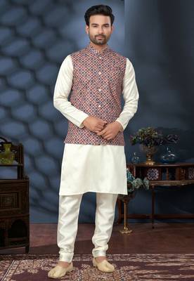 Outluk wedding lucknowi vol 10 cotton modi jacket kurta pajama 1