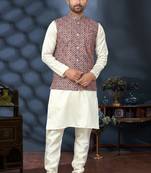 Outluk wedding lucknowi vol 10 cotton modi jacket kurta pajama