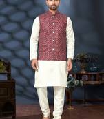 Outluk wedding lucknowi vol 10 cotton modi jacket kurta pajama