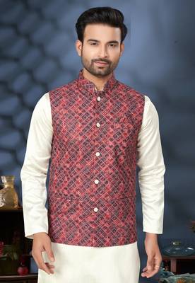 Outluk wedding lucknowi vol 10 cotton modi jacket kurta pajama 2
