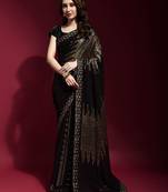 Black Sequin Embroidery Georgette Saree with Blouse