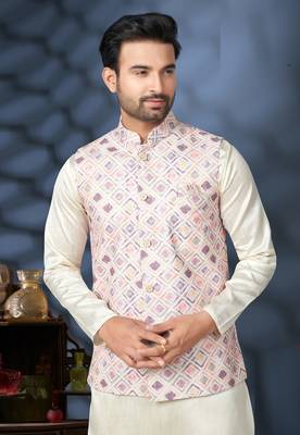 Outluk wedding lucknowi vol 10 cotton modi jacket kurta pajama 2