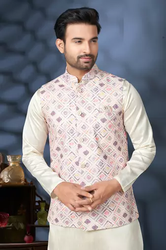Outluk wedding lucknowi vol 10 cotton modi jacket kurta pajama