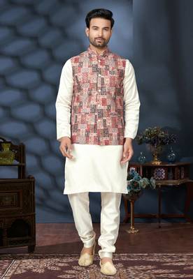 Outluk wedding lucknowi vol 10 cotton modi jacket kurta pajama 1