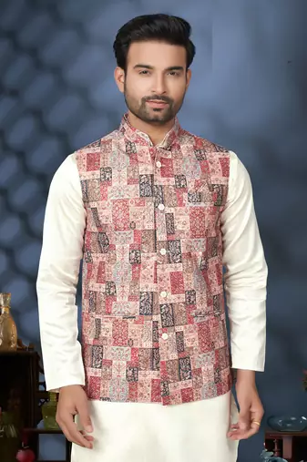 Outluk wedding lucknowi vol 10 cotton modi jacket kurta pajama