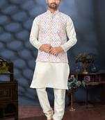 Outluk wedding lucknowi vol 10 cotton modi jacket kurta pajama