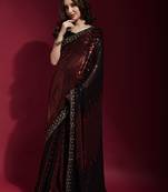 Maroon Sequin Embroidery Georgette Saree with Blouse