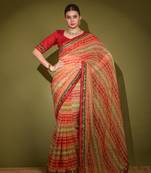 Red Foil Print with Sequin & Diamond Georgette Saree with Blouse