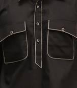 Men's black cotton blend pathani suit set