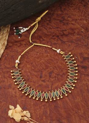 Multicolour Necklace Set With Pink Earrings 3