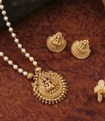 Gold Plated Motif Necklace Set With Earrings