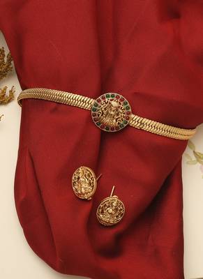 Round Multicolour Laxmi Motif Necklace Set With Earrings 1