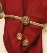 Round Multicolour Laxmi Motif Necklace Set With Earrings