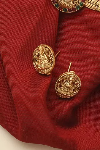 Round Multicolour Laxmi Motif Necklace Set With Earrings