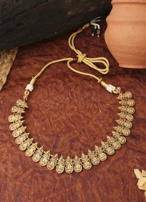 Laxmi Motif Gold Plated Necklace Set 3