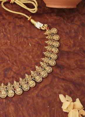 Laxmi Motif Gold Plated Necklace Set 4