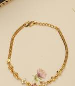 Gold Plated Floral Bracelet with Pink Accent