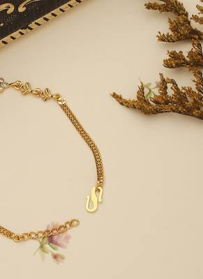 Gold Plated Floral Bracelet with Pink Accent 3