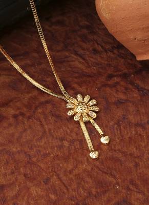 Gold Floral Necklace With Hanging Hearts 1