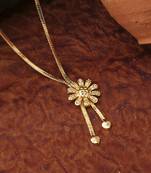 Gold Floral Necklace With Hanging Hearts