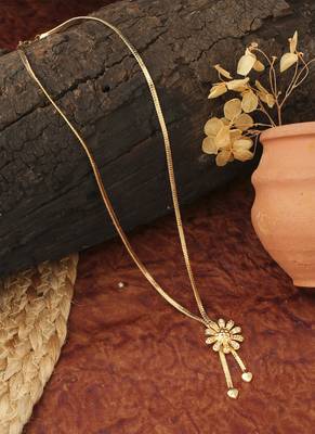 Gold Floral Necklace With Hanging Hearts 2