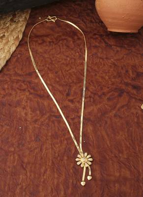 Gold Floral Necklace With Hanging Hearts 3